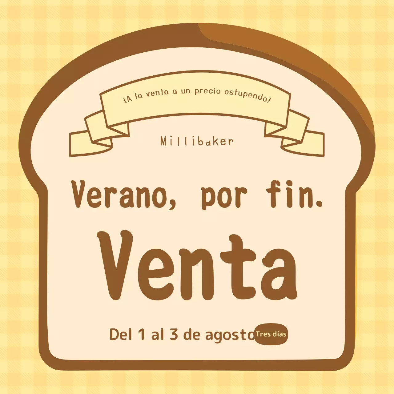 Es una preciosa venta de panadería amarilla y marrón.