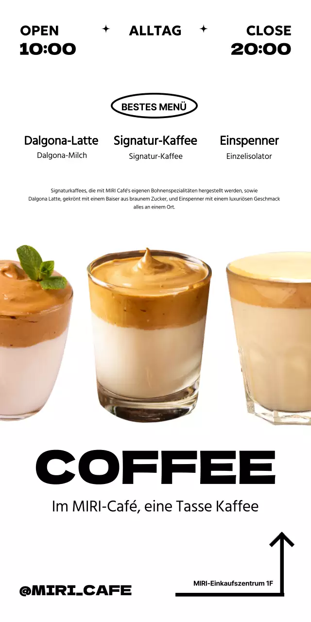 Bewerben Sie Ihr Café-Menü in einem modernen Stil