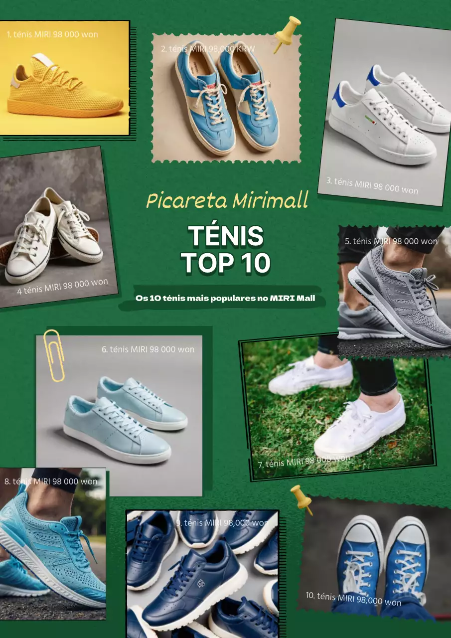 Proposta de ténis minimalistas em verde e amarelo