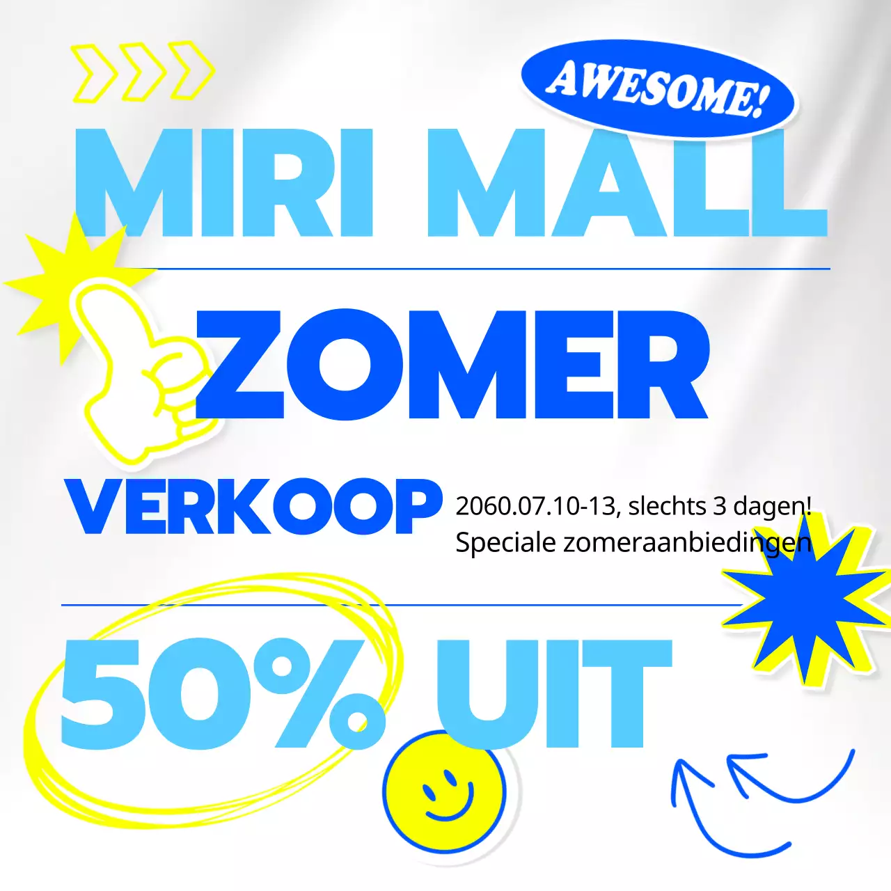 Promoot een leuke geel met blauwe uitverkoop