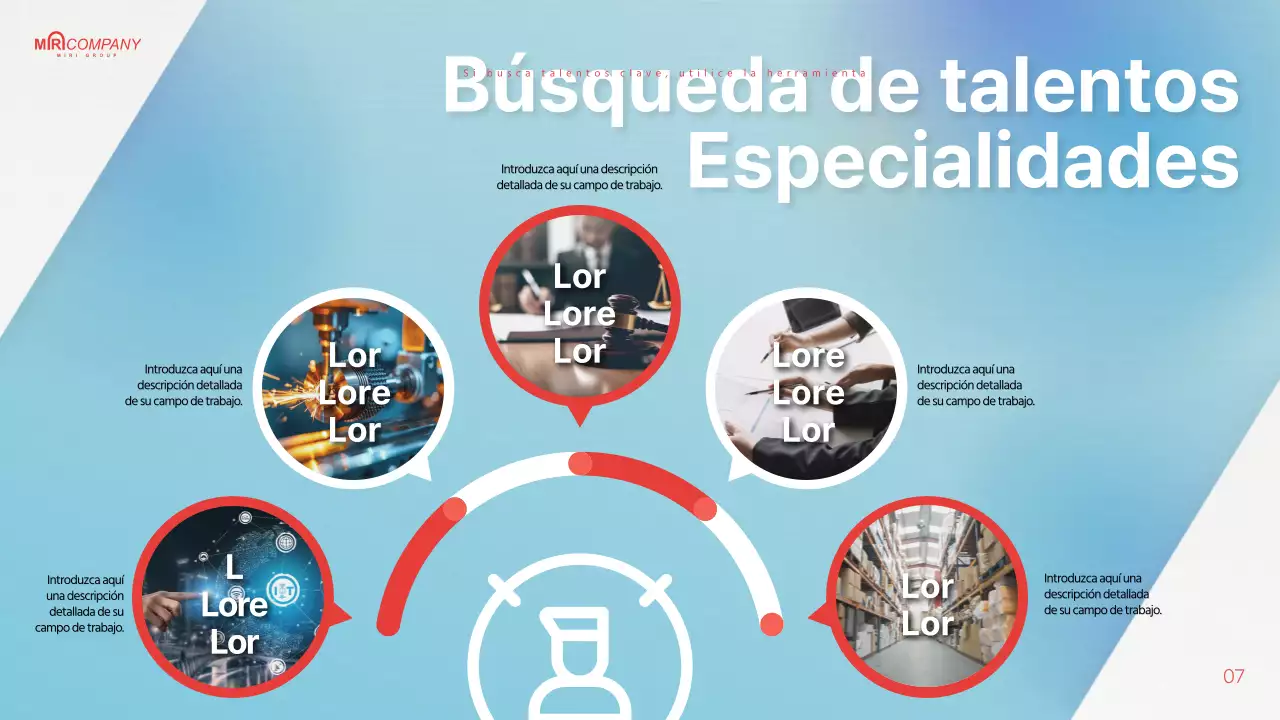 Propuesta de Headhunting resaltada en azul claro y rojo