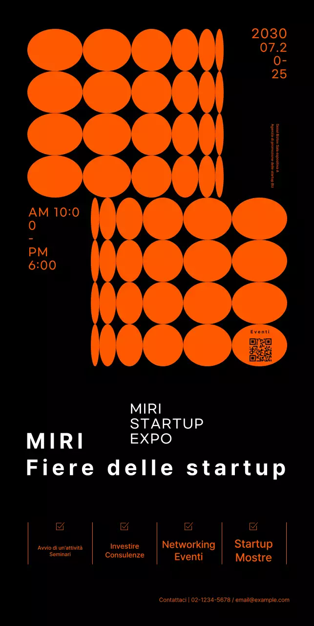 Striscione fieristico per startup con grafica di forme al neon