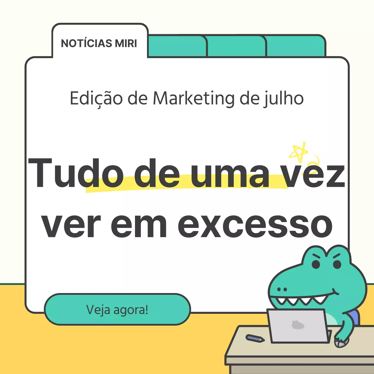 Um breve anúncio de marketing da semana em amarelo e menta