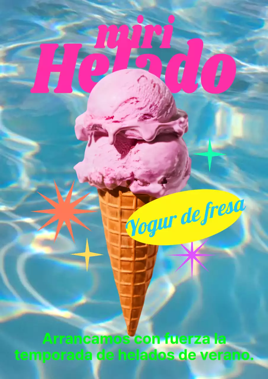 Un anuncio kitsch de helados en rosa