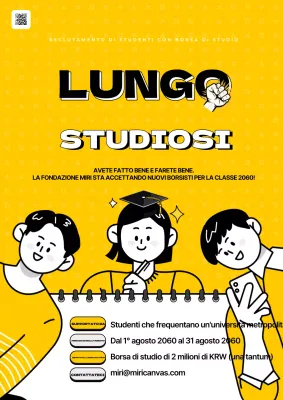 Annuncio di selezione di borse di studio universitarie in stile giallo e nero accentuato