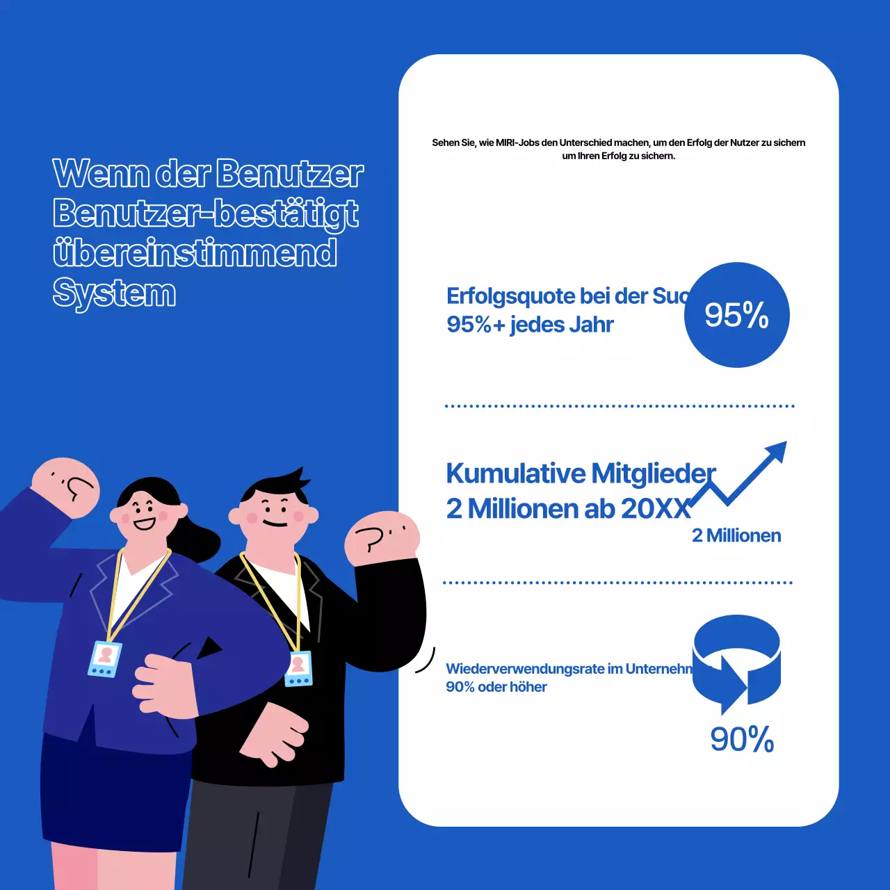 Bewerben Sie Ihre Job-Matching-Plattform mit blauen und weißen Akzenten