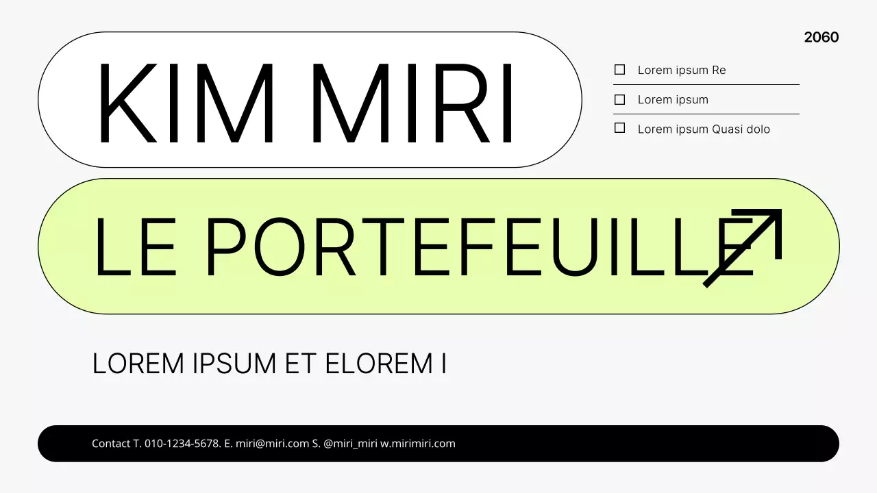 Portefeuille imprimable simple en gris et vert lime