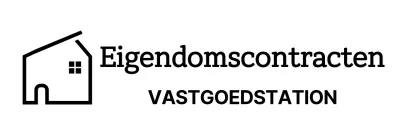 Vastgoedcontractlogo met lijnillustratie in de vorm van een huis