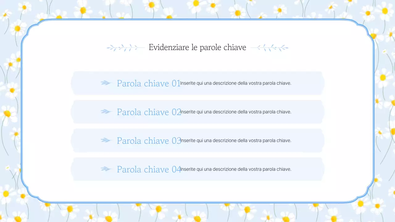 Semplici fiori estivi con presentazione in azzurro e giallo