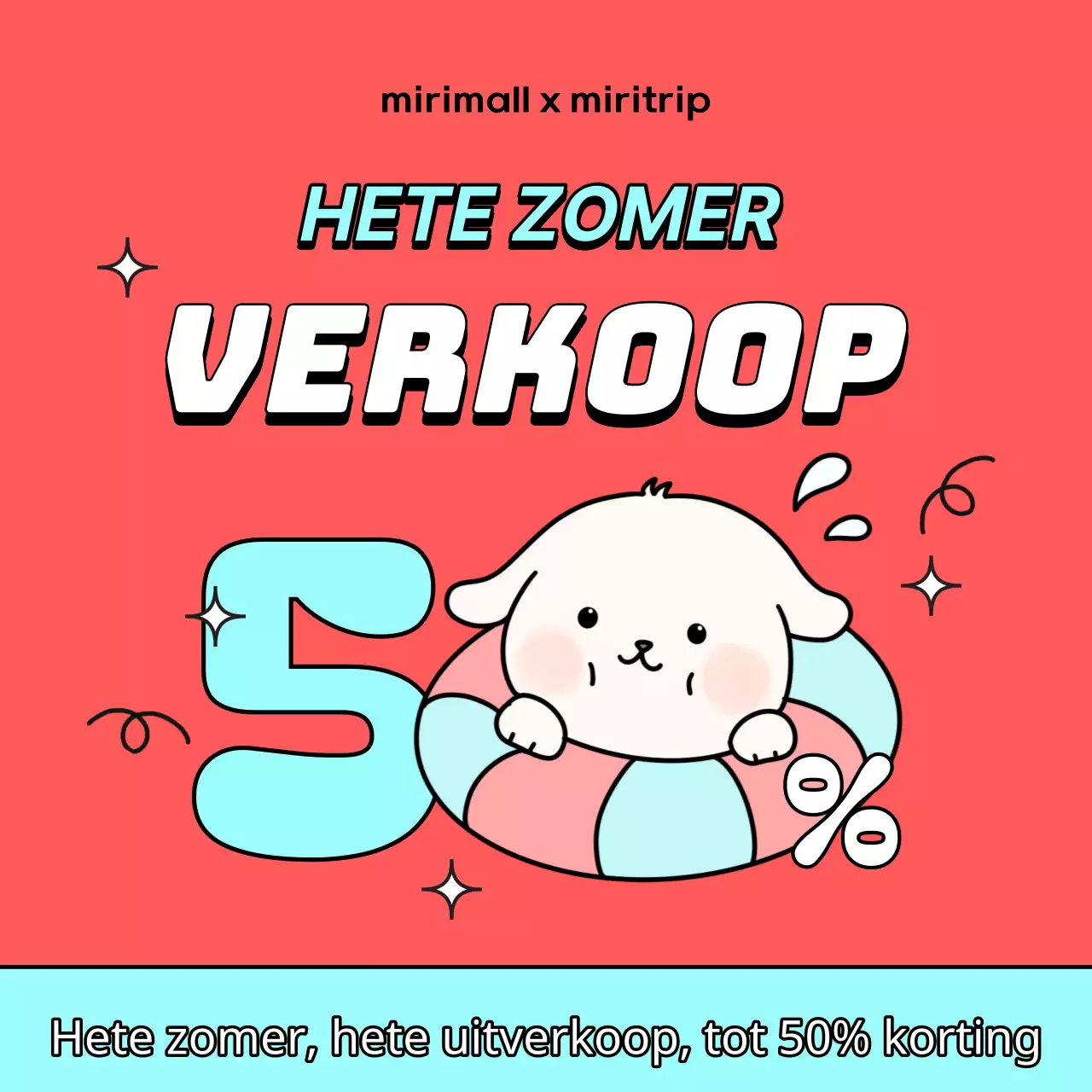 Pop-art advertentie voor zomeruitverkoop in rood en lichtblauw
