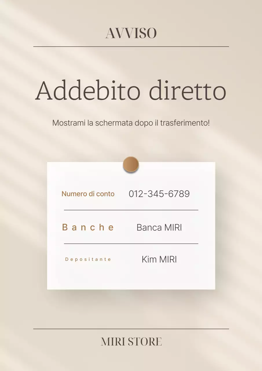 Un semplice annuncio di deposito diretto in beige e avorio