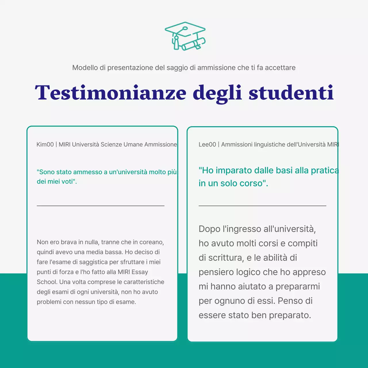 Saggio d'ingresso semplice verde e blu navy promozione scolastica