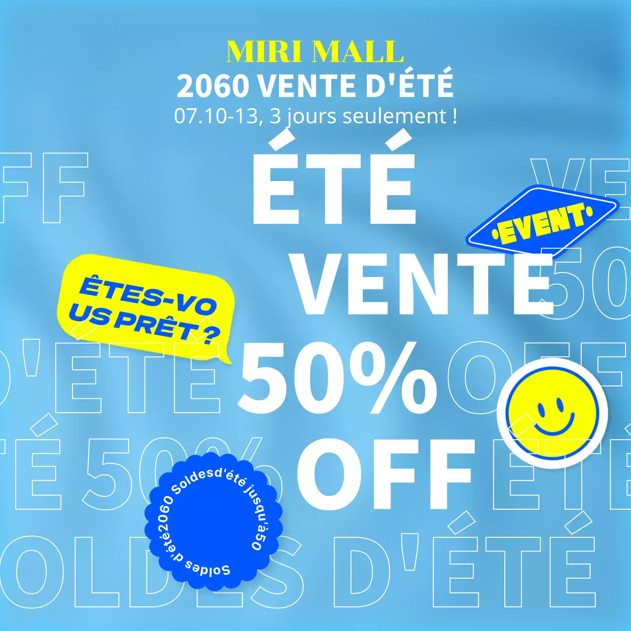 Promouvoir une vente kitsch en bleu clair et blanc