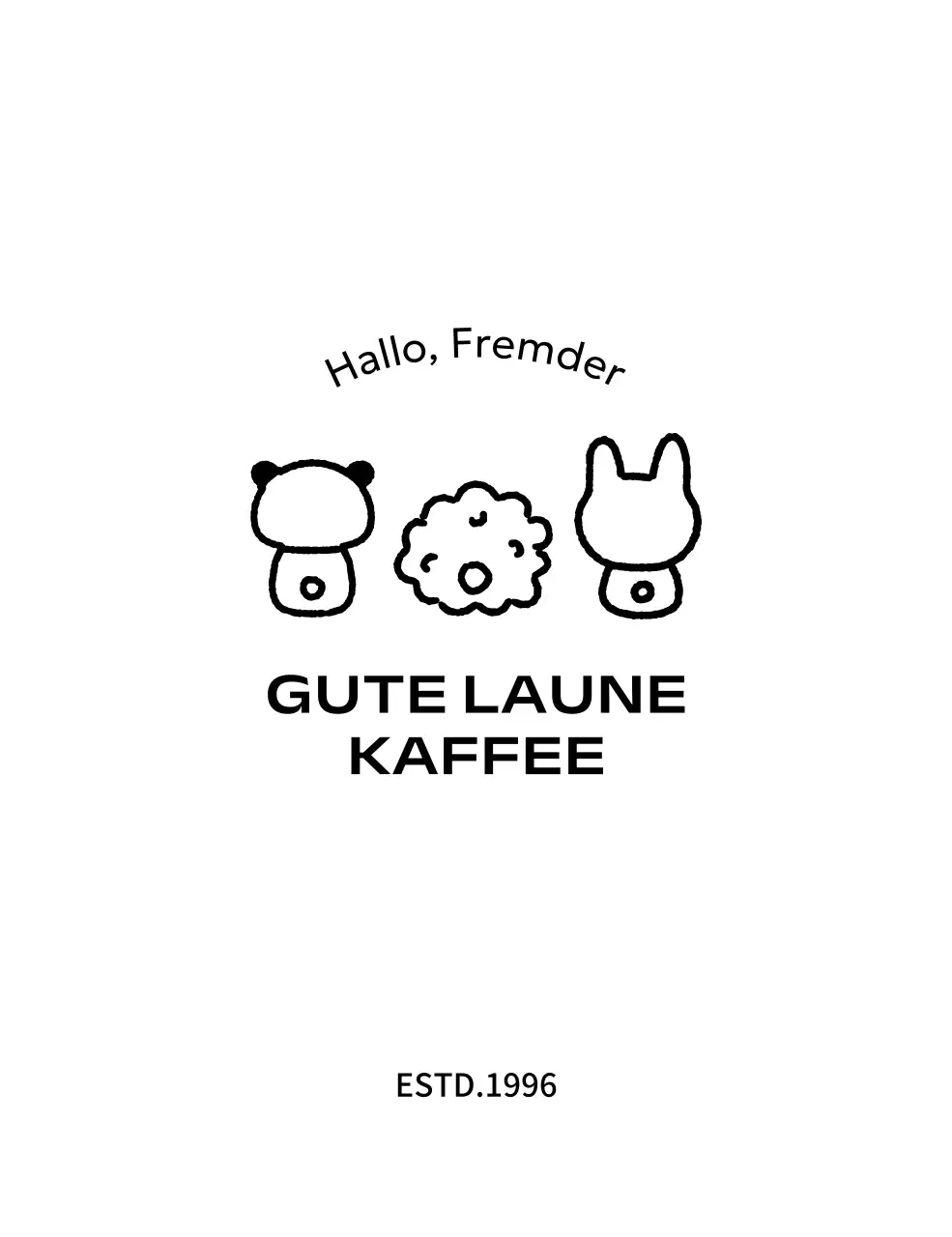 Niedliche Cafe-Ware mit Abbildungen von Tieren von hinten