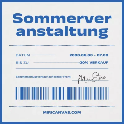 Minimalistische Sommer-Event-Anzeige in Blau und Grau