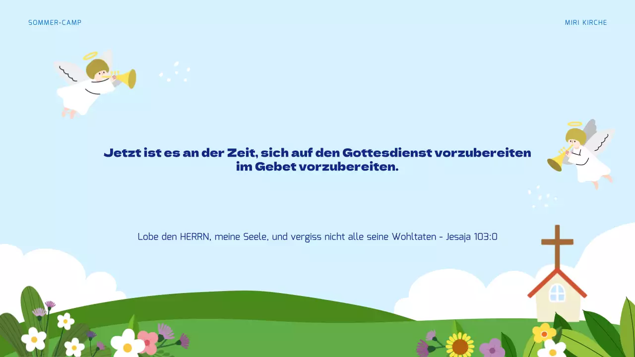 Hellblaue und grüne Ressourcen für die Sommerbibelschule