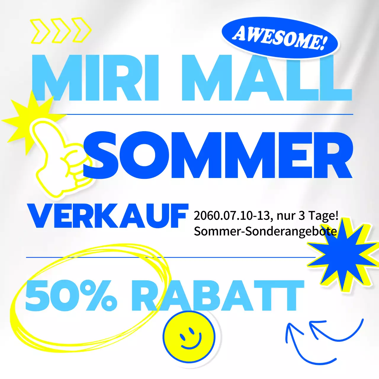 Werbung für einen hübschen gelb-blauen Verkauf