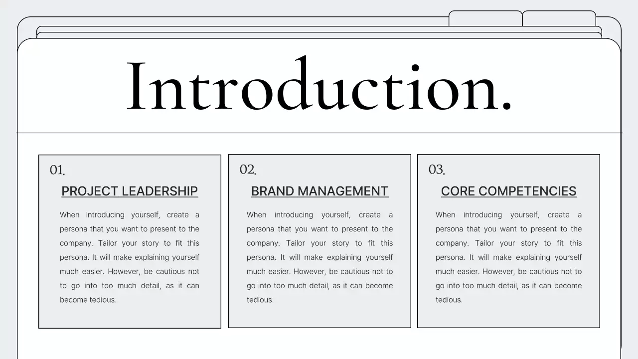 Apresentação de portfólio minimalista cinza