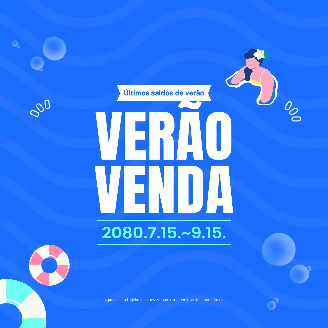 Bonitos anúncios azuis de descontos de verão.