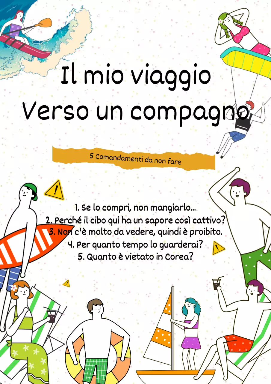 Viaggio tropicale 5 comandamenti su sfondo bianco