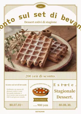 Promozione del dessert estivo classico in oro e bianco