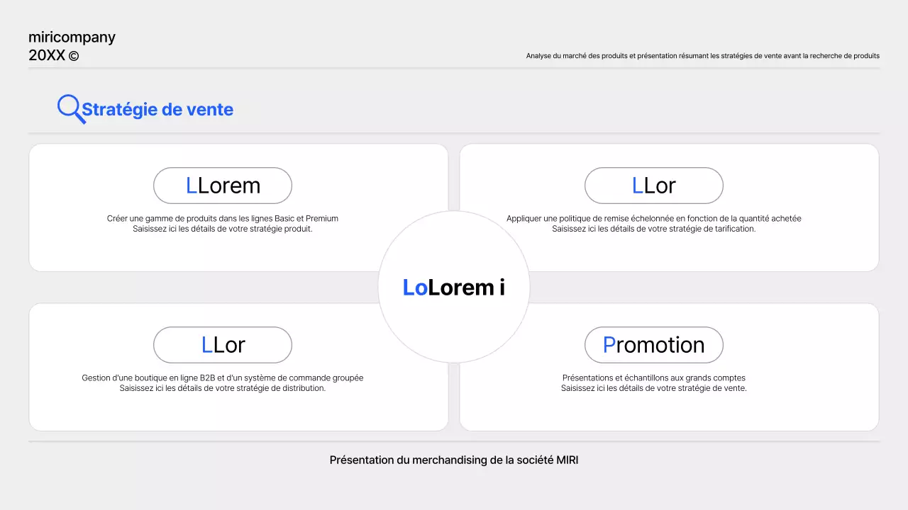 Un rapport simple sur la planification des produits en bleu et gris