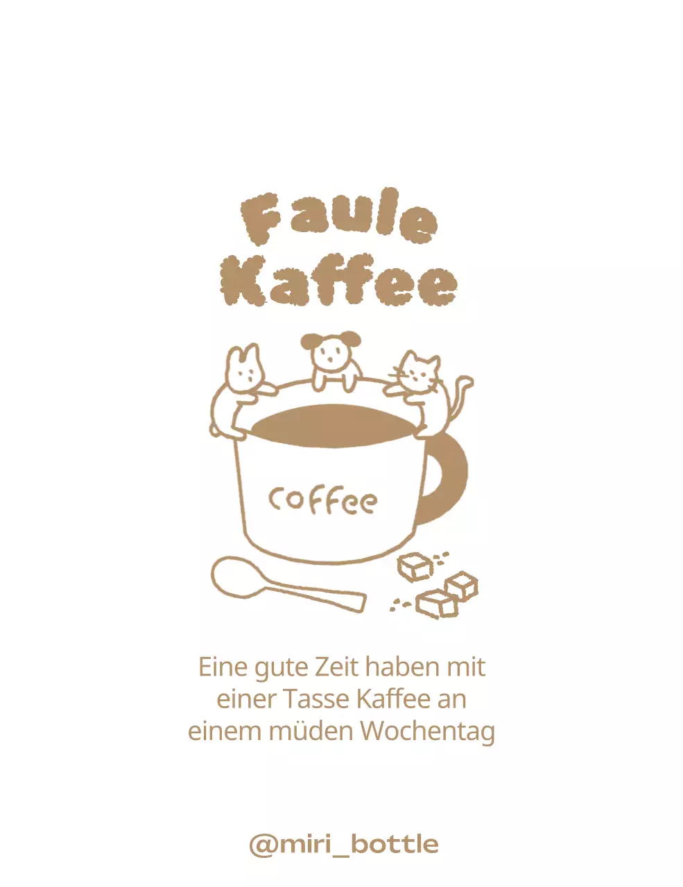 Kaffeebecher Doodle-Konzept mit niedlichen Tieren