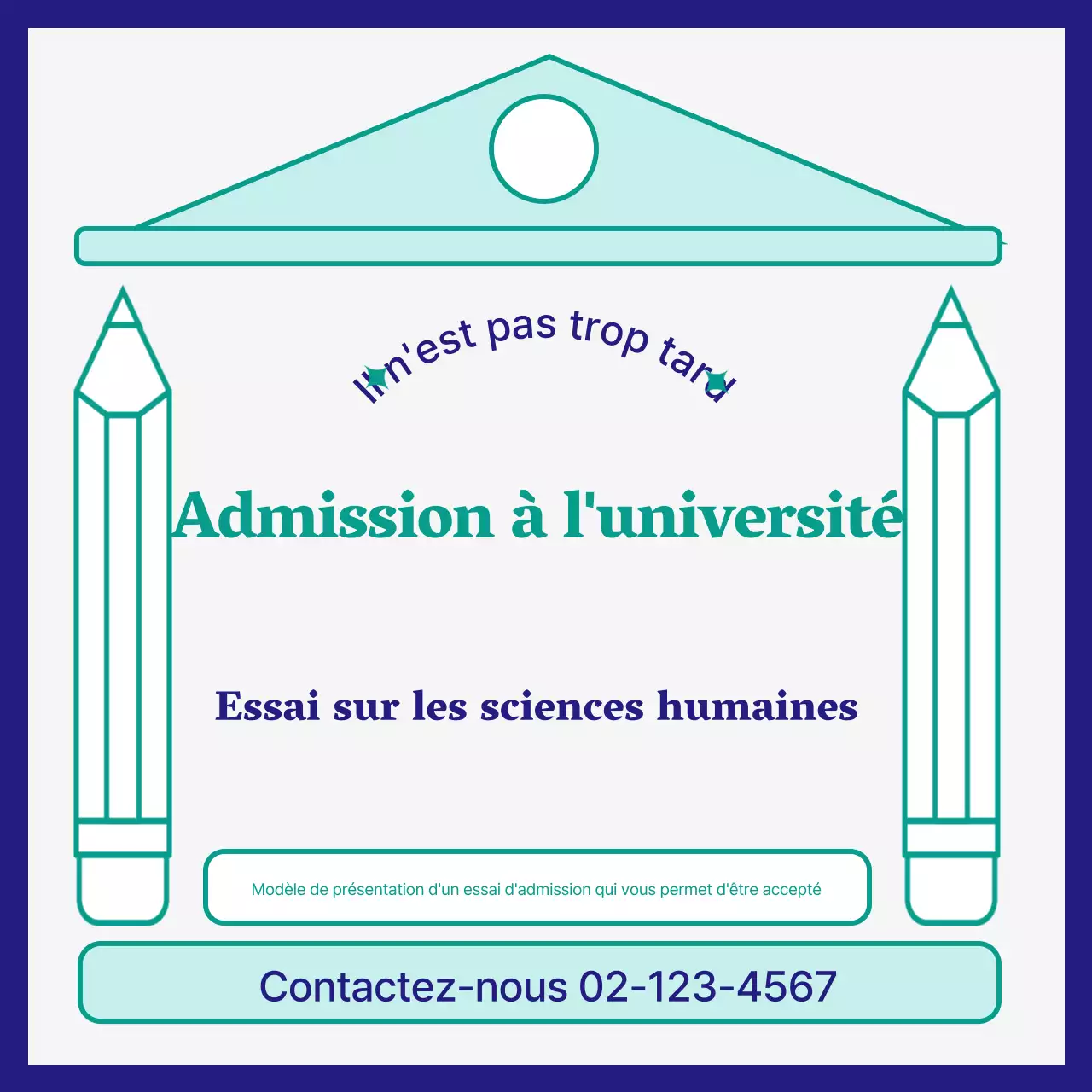 Essai d'examen d'entrée simple vert et bleu marine promotion de l'école