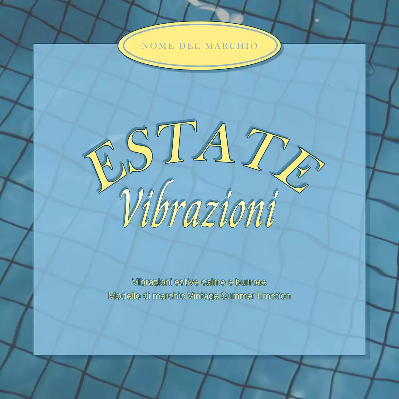 Un semplice annuncio di evento estivo in azzurro e giallo