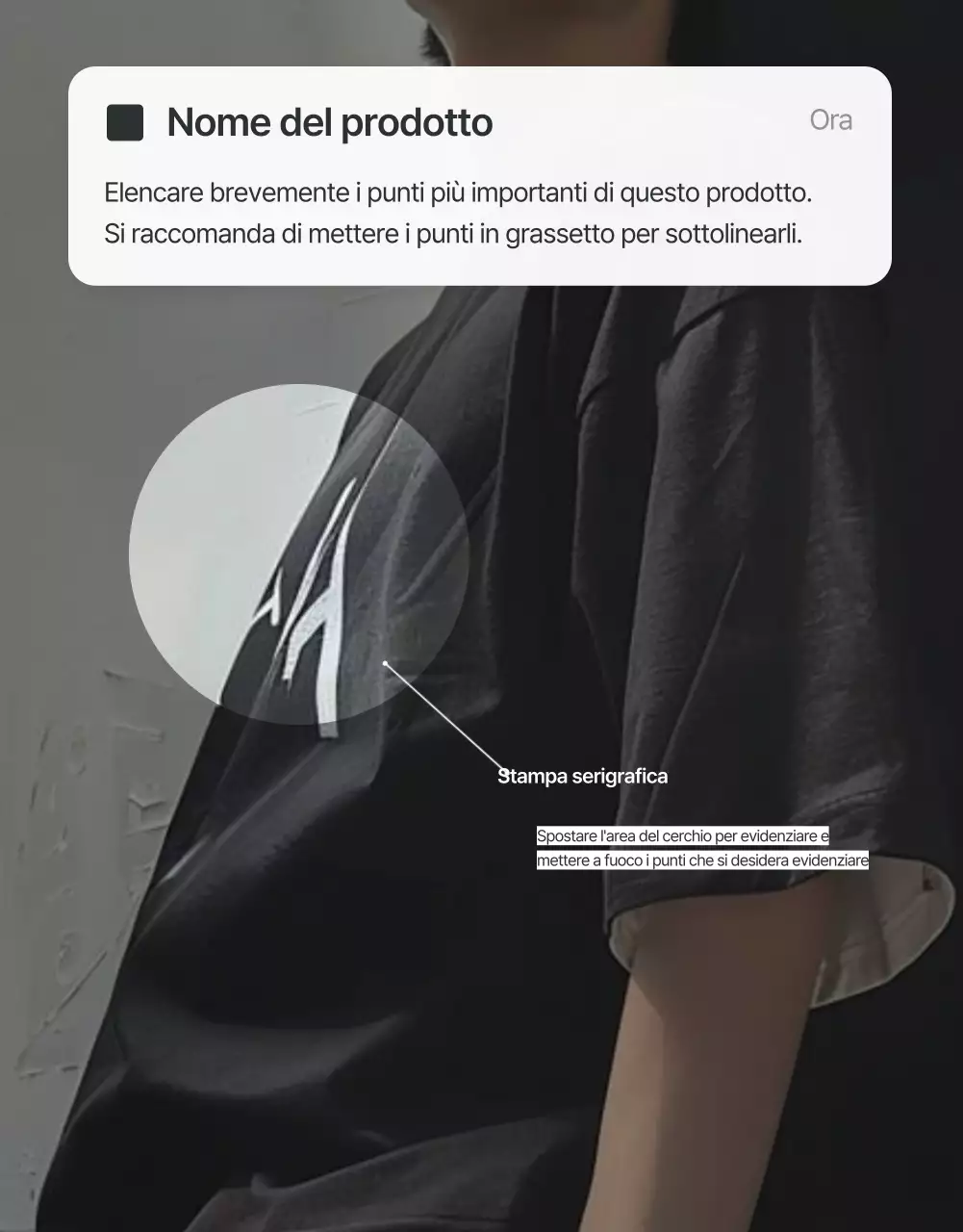 Promuovere descrizioni e dettagli in un centro commerciale di tendenza grigio e azzurro