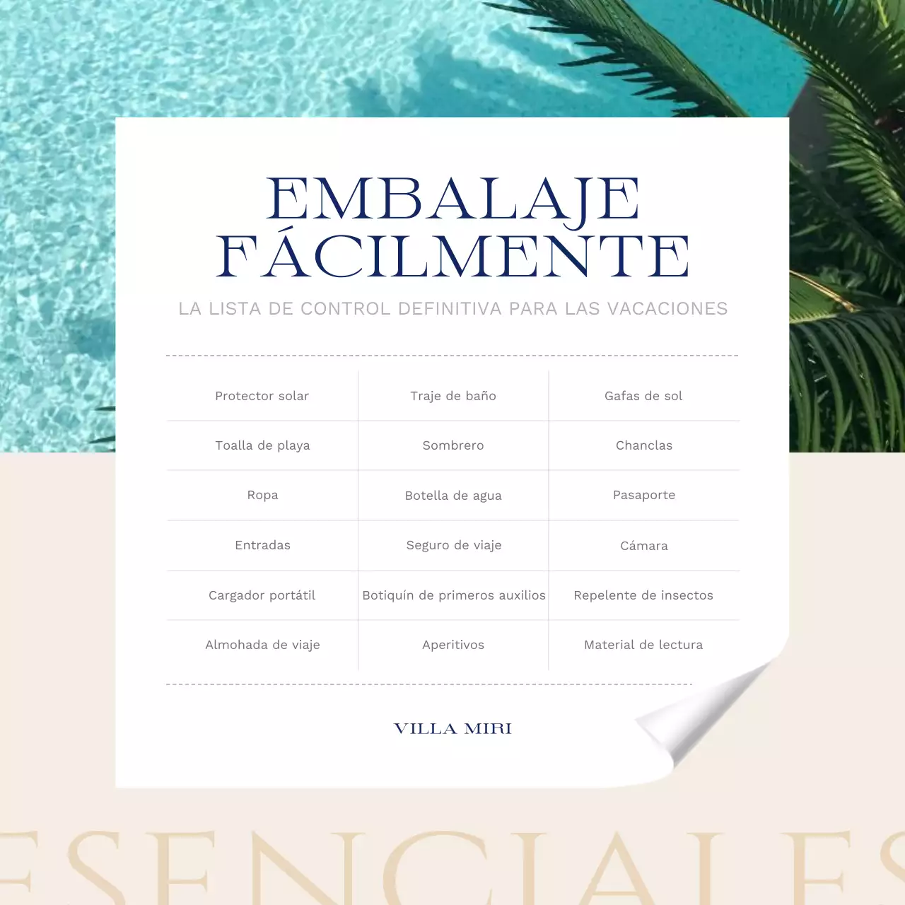 Cómo hacer la maleta para unas vacaciones de verano modernas en beige y azul