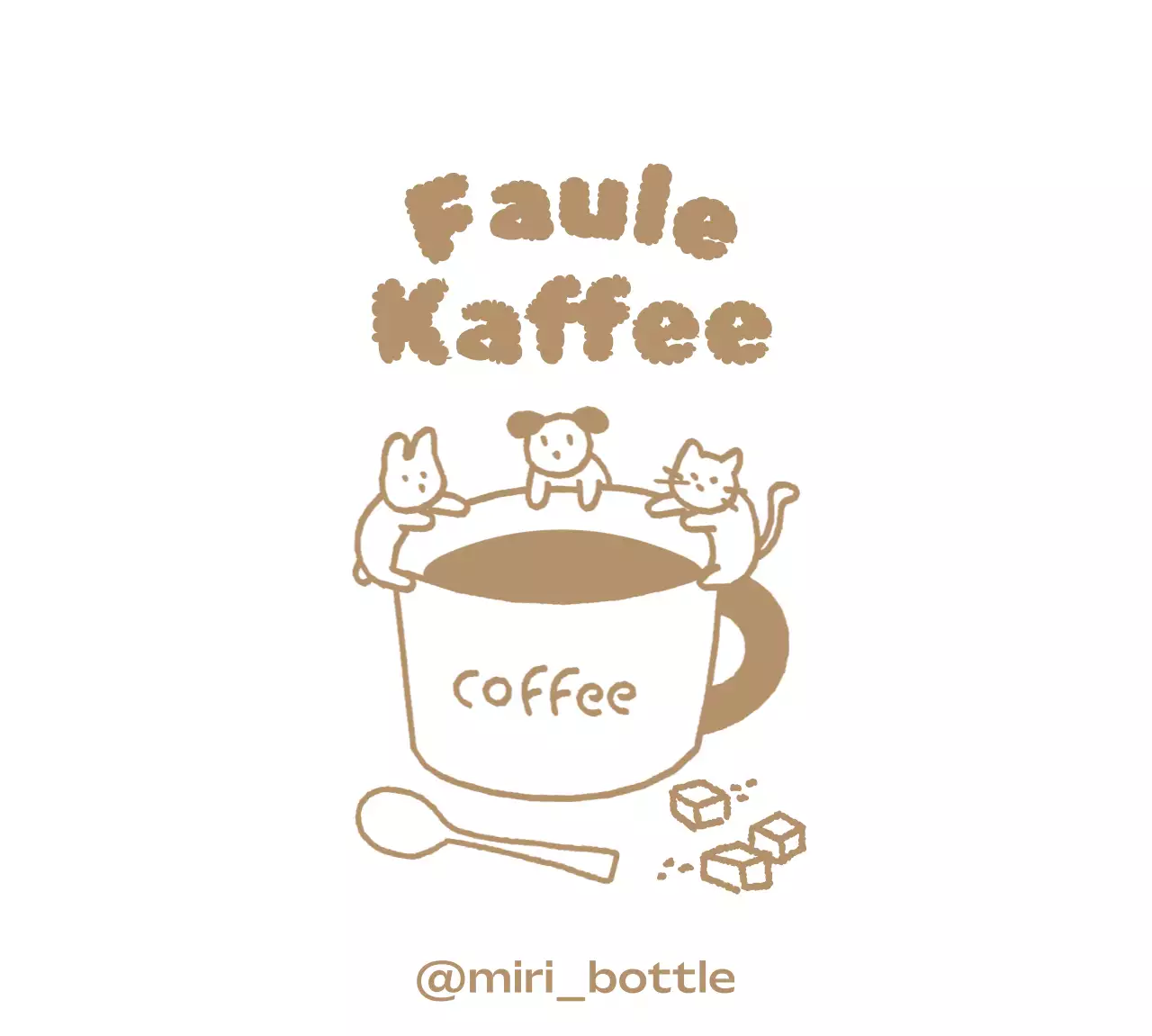 Kaffeebecher Doodle-Konzept mit niedlichen Tieren