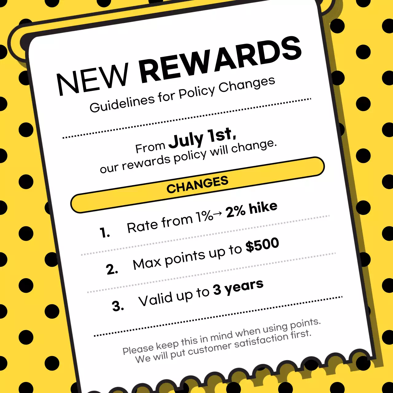 Yellow Trendy Rewards Guideline Social Media Post