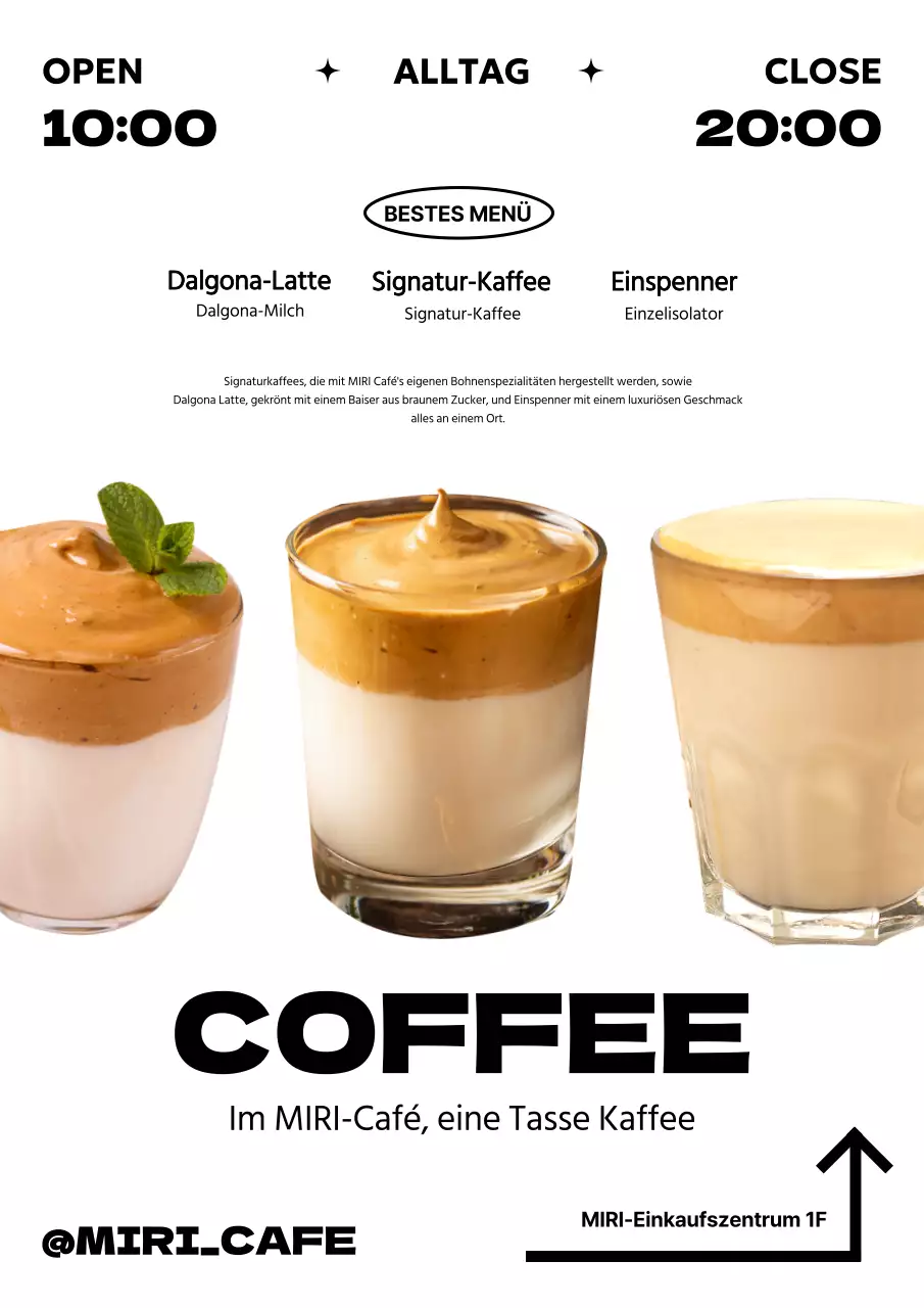 Bewerben Sie Ihr Café-Menü in einem modernen Stil