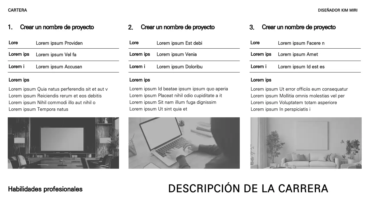 Una cartera profesional básica en blanco y negro