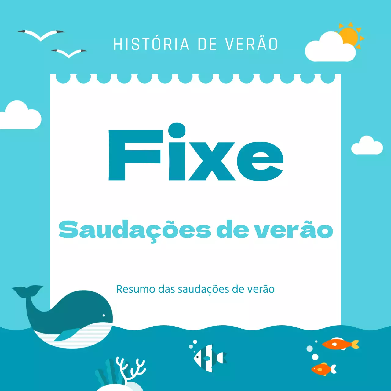 Um bonito cartão de verão em azul claro e branco