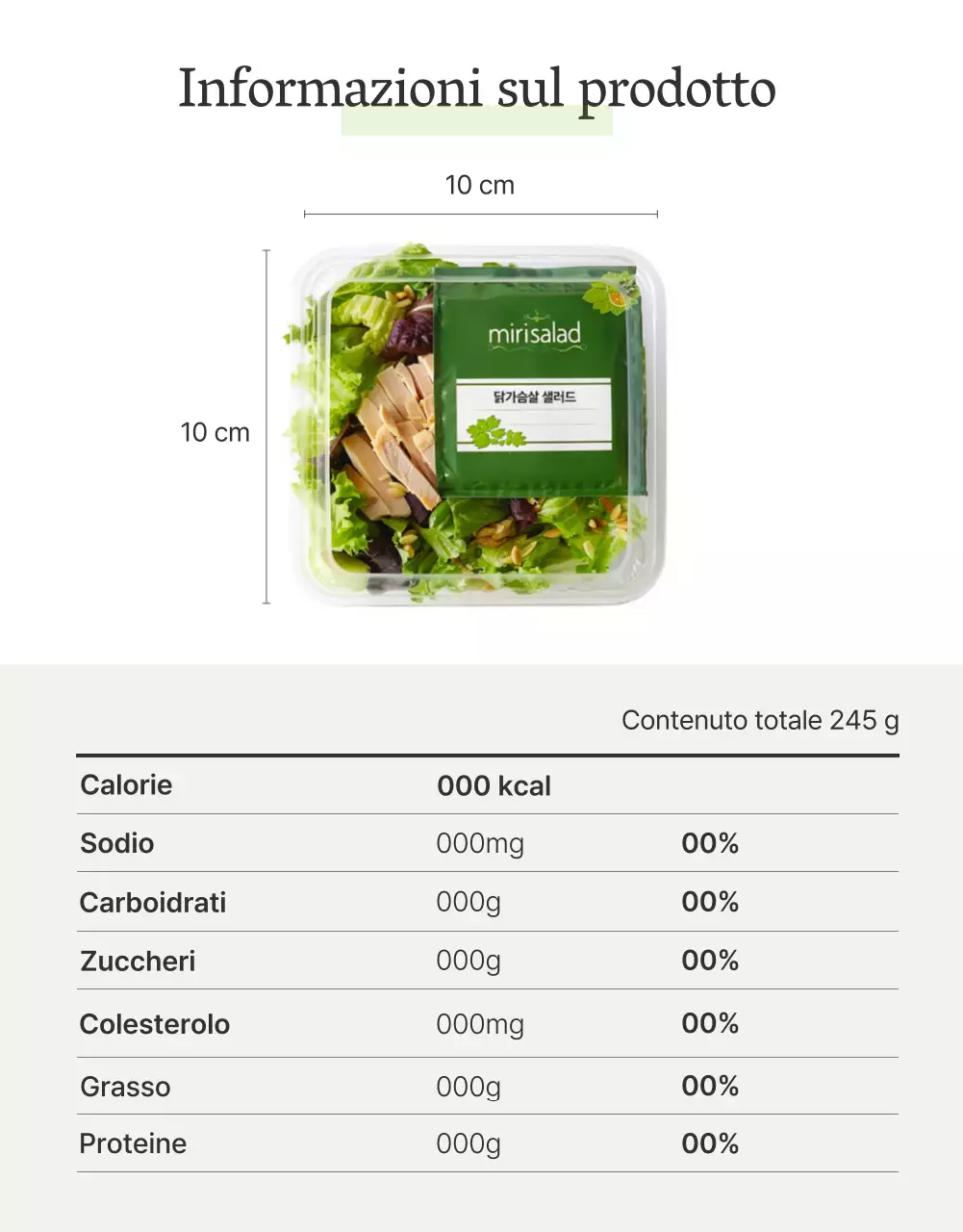 Promuovere una semplice pagina di dettaglio dell'insalata bianca e chartreuse