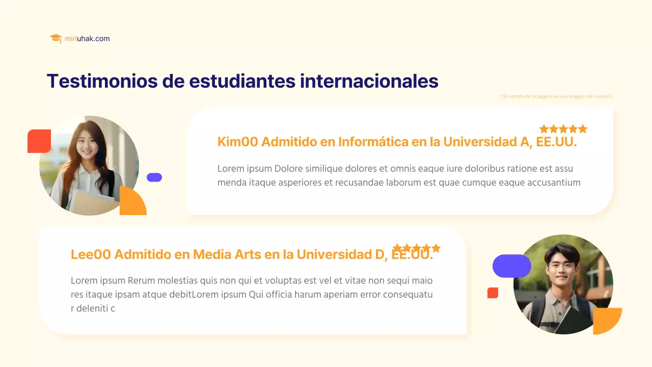 Un sencillo folleto amarillo y naranja sobre estudios en el extranjero