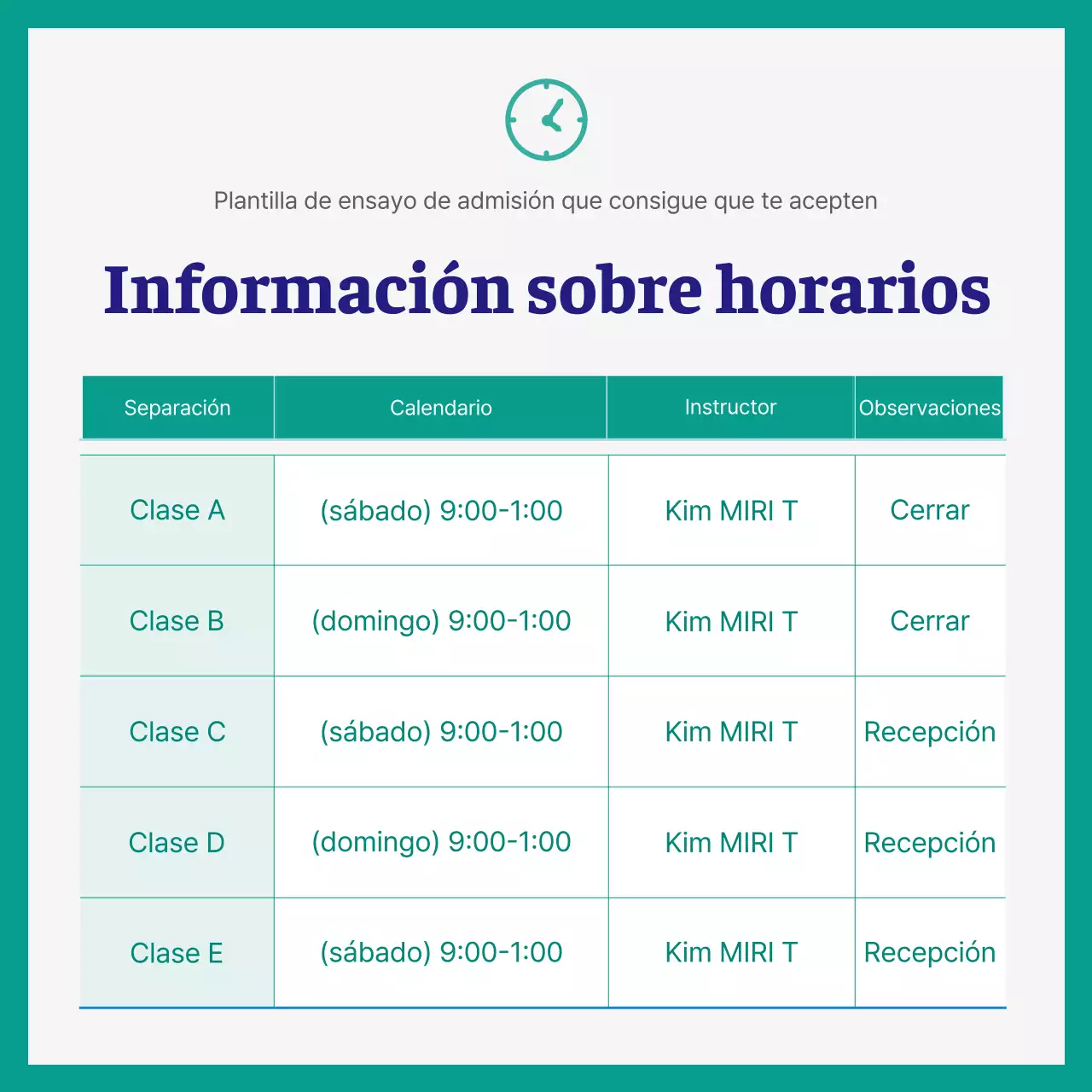 Ensayo de selectividad simple verde y azul marino promoción escolar