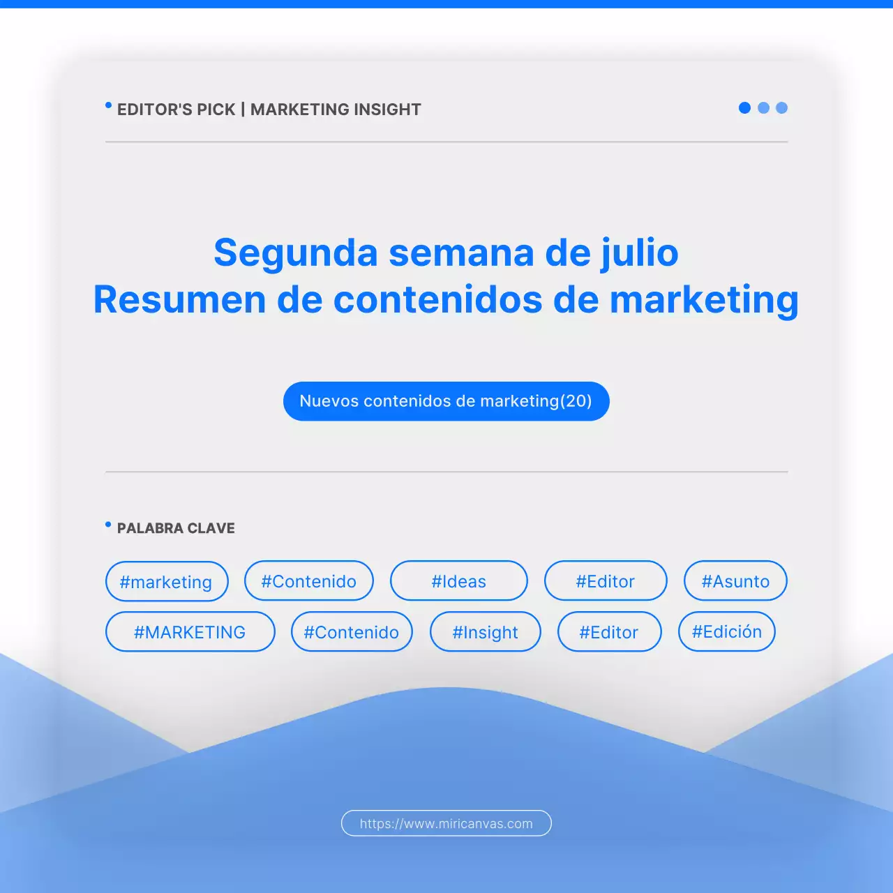 Promocione contenidos de marketing modernos en azul y blanco