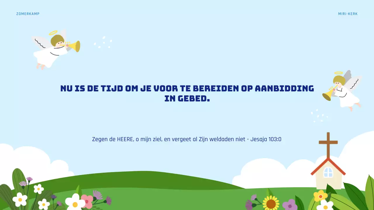 Lichtblauwe en groene middelen voor de zomerbijbelschool