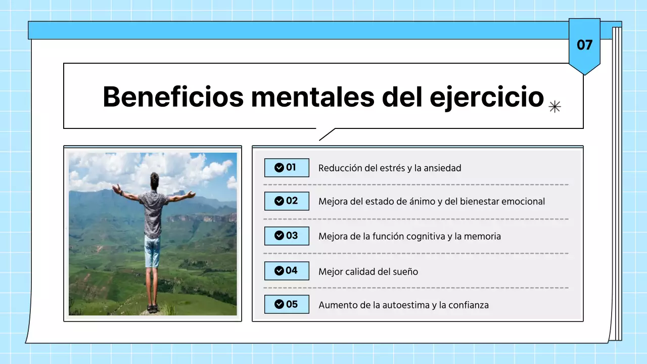 Material didáctico de salud para ejercicios sencillos de color azul claro