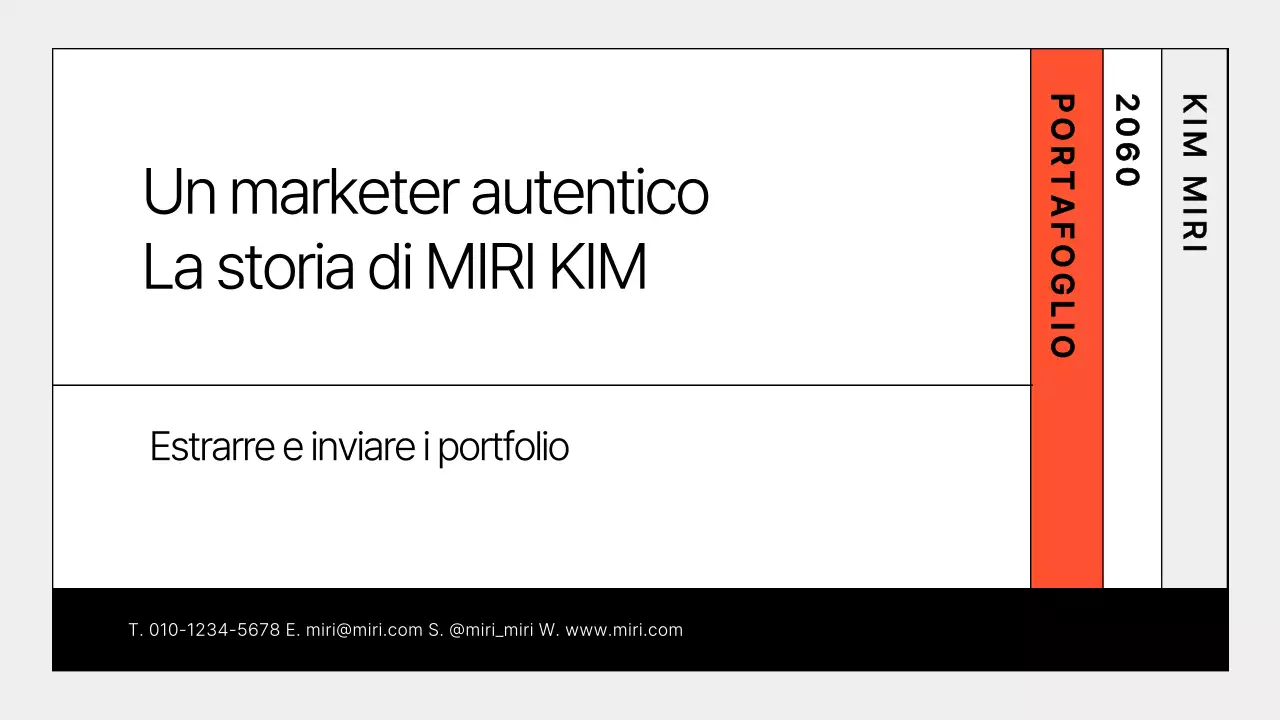 Un semplice portfolio per marketer in grigio e arancione