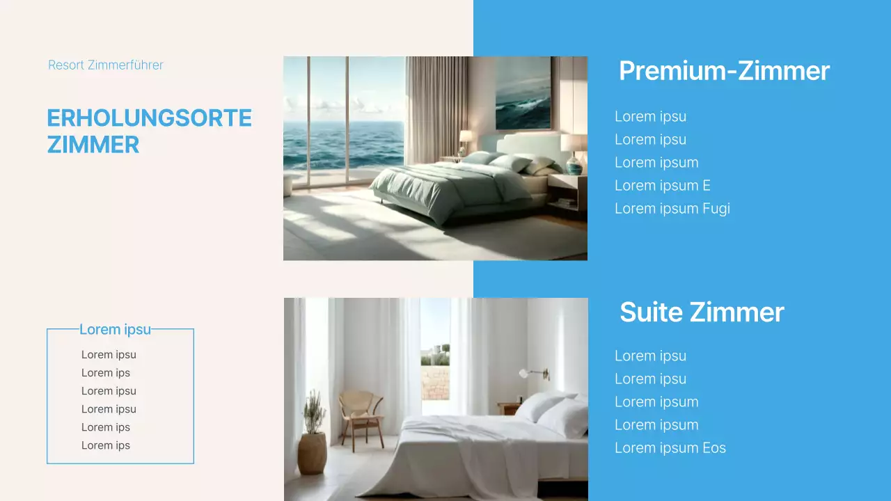 Eine einfache blaue und elfenbeinfarbene Resort-Fibel