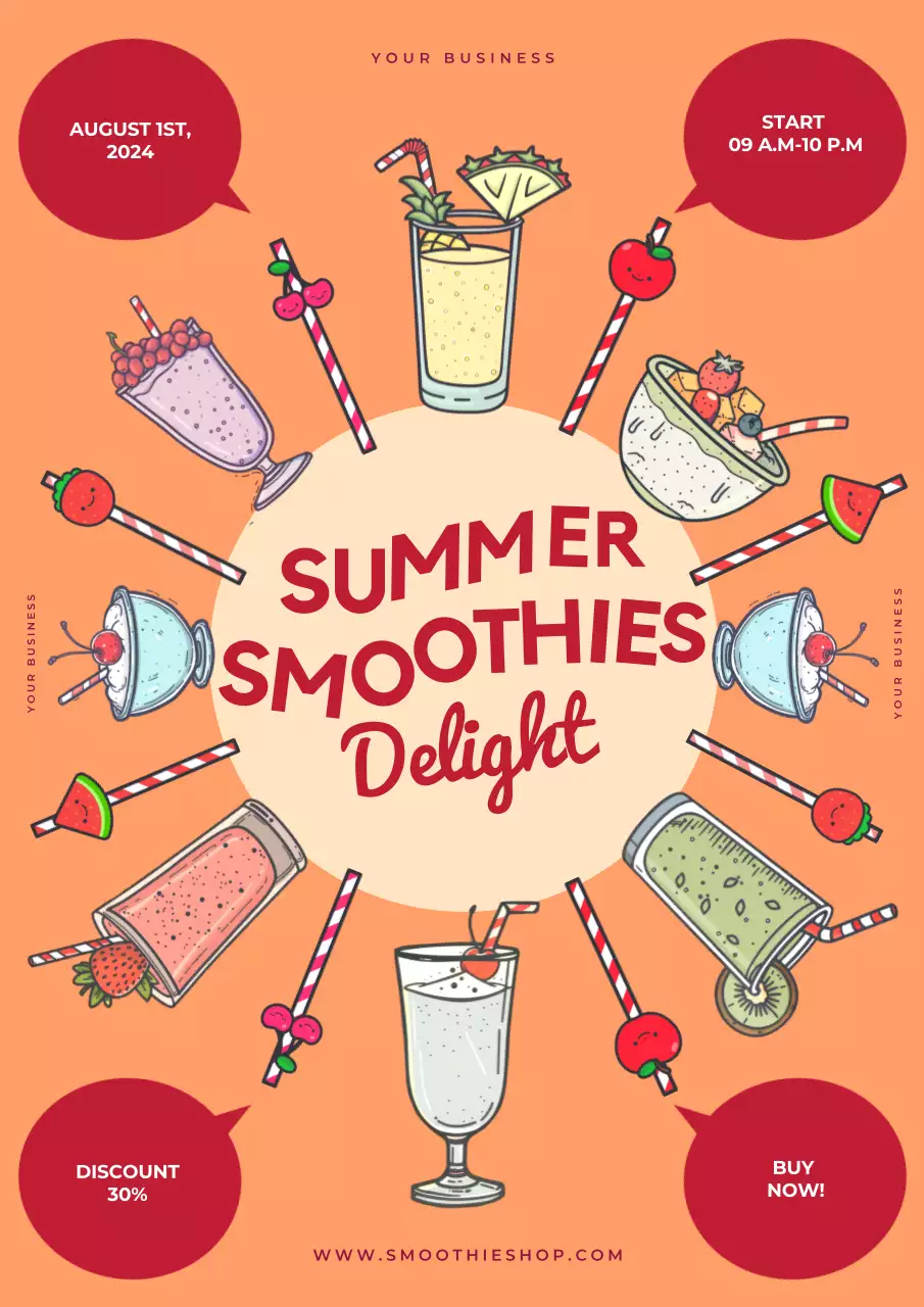Orange Trendy Smoothie Promotion Poster
