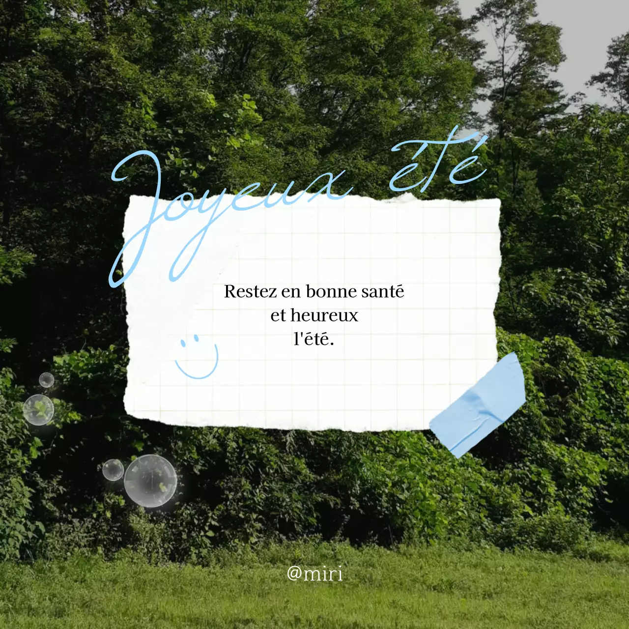 Publicité de vœux d'été kitsch en blanc et vert