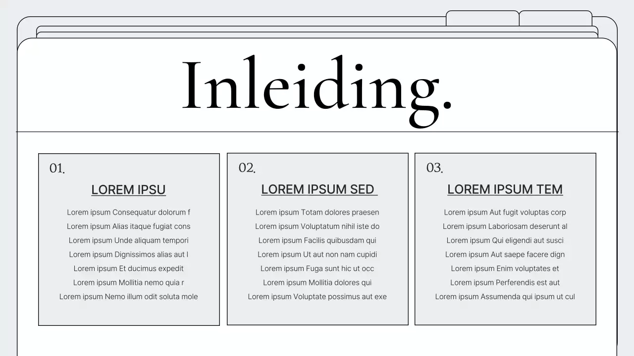 Portfolio met eenvoudig mappenframe in wit