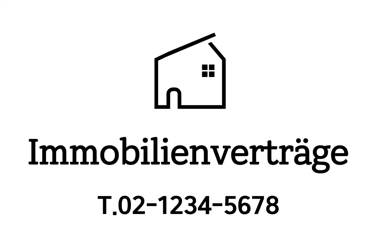 Immobilienvertragslogo mit Strichdarstellung in Form eines Hauses