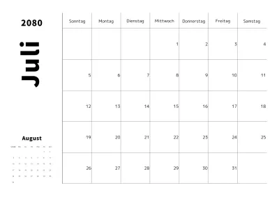 Einfacher schwarzer und weißer Kalenderplaner.