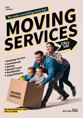Beige Modern Moving Advertisement Poster